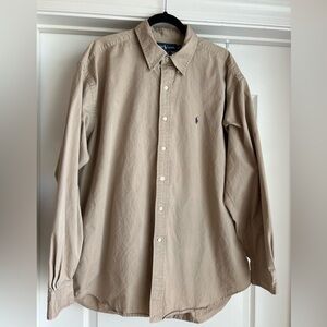 Ralph Lauren Men’s Size XL Blake 100% Cotton Button Down Tan/ Brown